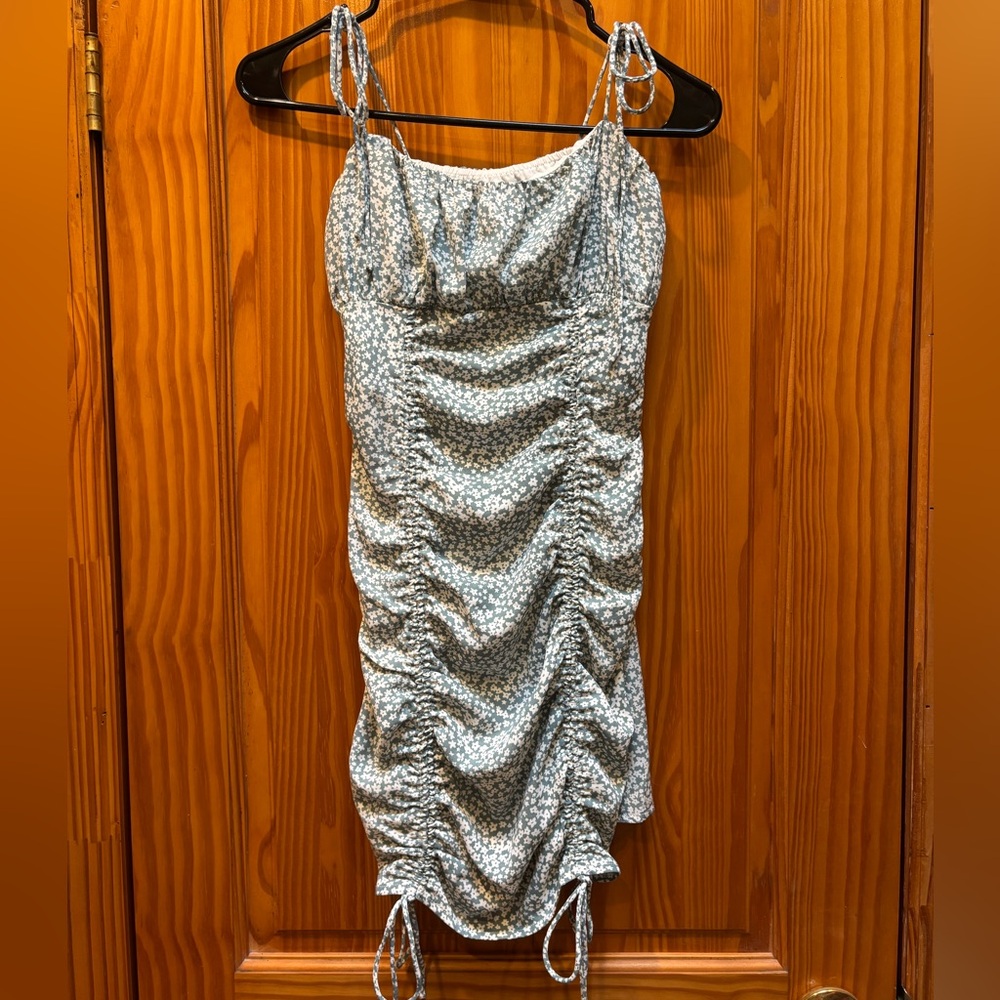 White Fox Boutique Light Blue Patterned Mini Dress